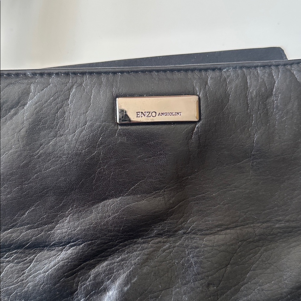 EUC Enzo Angiolini Black Leather Shoulder Bag with double straps - Picture 3 of 4